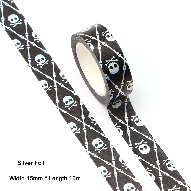 NEW 1PC 15MM*10M Halloween Foil Halloween Skull Ghost Decorative Washi Tape Wholesale Masking Tape washi tape stickers