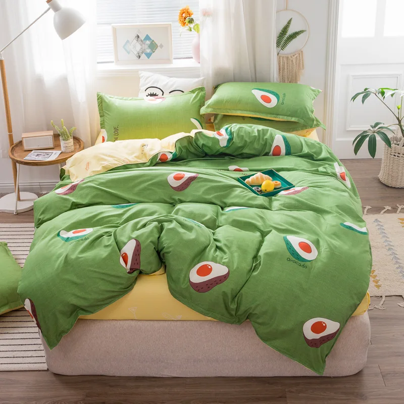 Children Duvet Cover With Pillowcase 240x220 Kids Cartton Avocado Printed bedding Set Bed Linen Sheet Home Bed Set