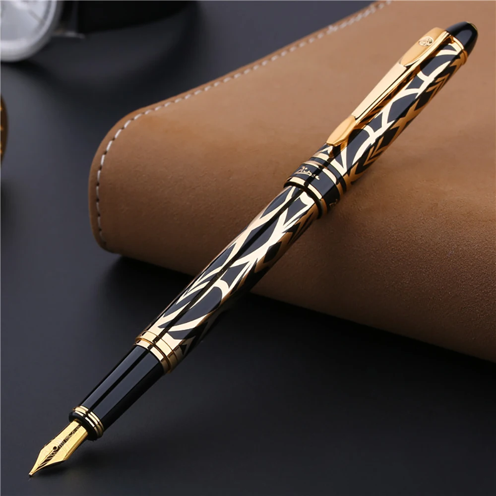 Picasso 901 Metal Fountain Pen Amorous Feeling of Paris Iridium Fine Nib Black & Golden Office Business School Writing Gift Pen