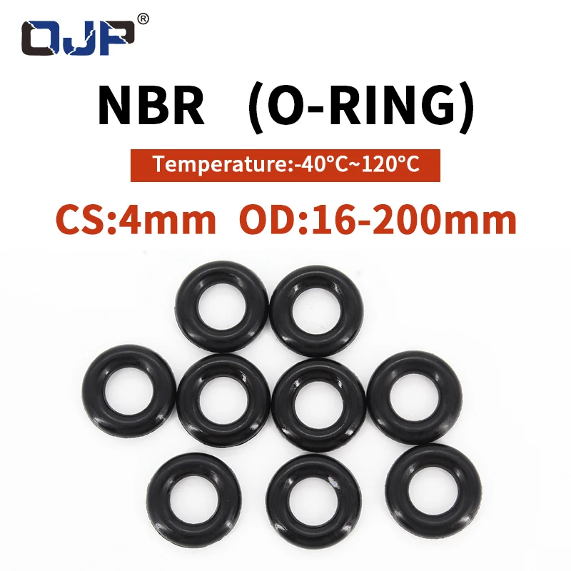 NBR O Ring Seal Gasket Thickness CS4mm OD12-200mm Wear Resistant Automobile Petrol Nitrile Rubber O-Ring Waterproof Black.-.