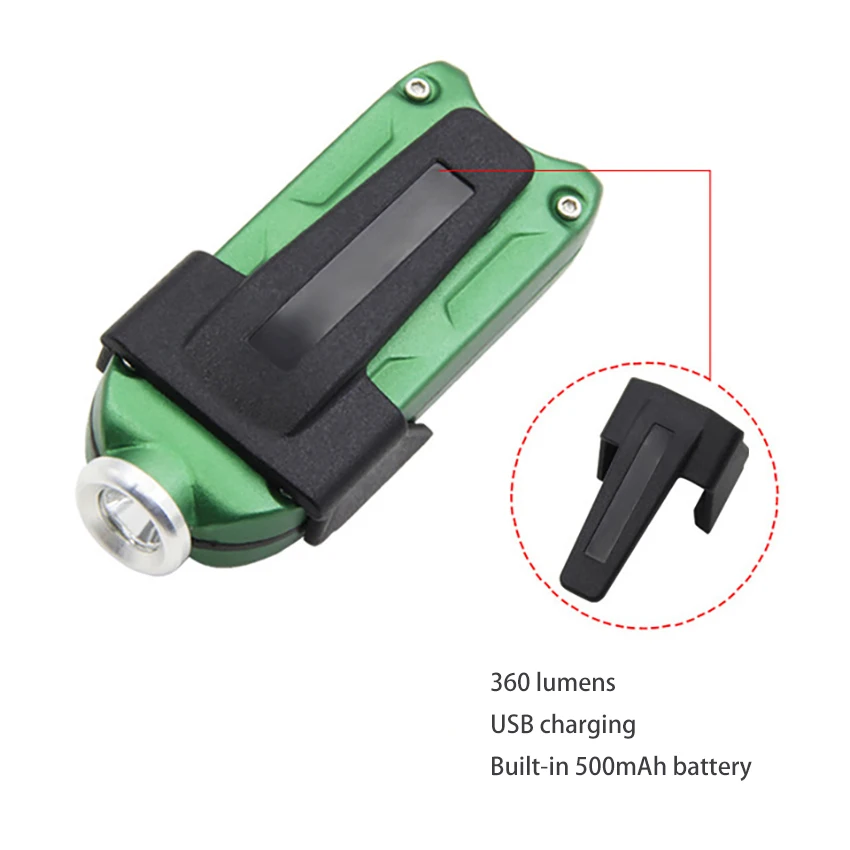 Mini Portable White LED Flashlight, USB Rechargeable Keychain, Backpack Light with Battery, Small Pocket, Dual Switch