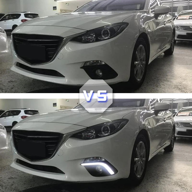 DRL For Mazda 3 Mazda3 Axela 2014 2015 2016 LED DRL Daytime Running Lights Daylight Fog lamp with turn signal light