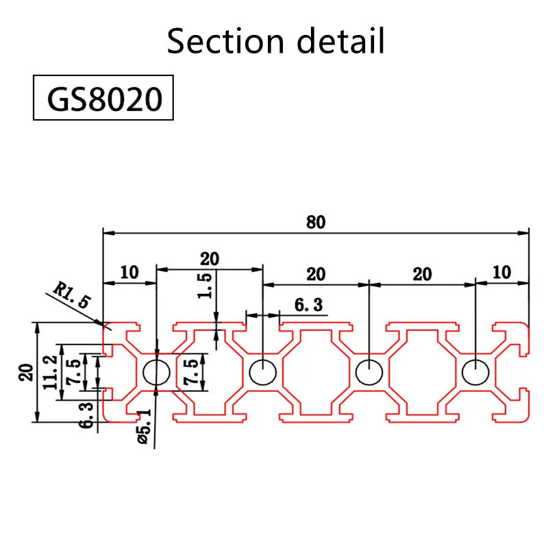 CNC aluminum profile 2080 aluminum profile extrusion 100mm-1000mm EU standard 3D printer parts anode wire guide aluminum profile