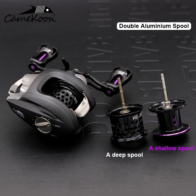 CAMEKOON Fishing Reel With Extra Aluminum Shallow Spool 8KG Max Drag Ultralight 186g Casting Reel Magnetic Brake Baitcaster Coil