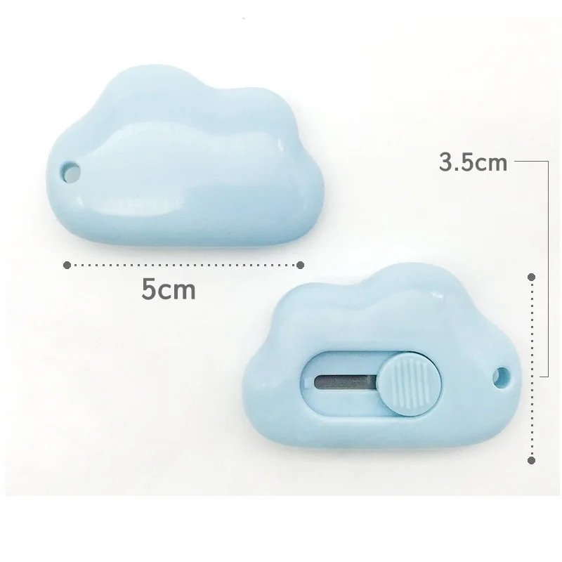 2pcs Mini Cloud Utility Knife Set Automatic Rebound Steel Blade Paper Cutter Opener for Letter Box Wrapping Cutting School F359