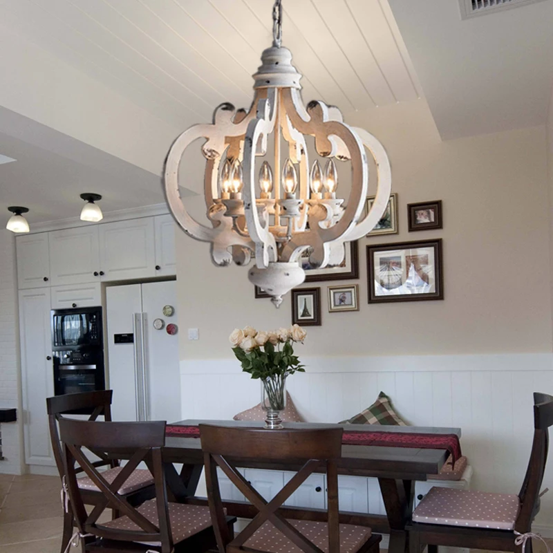 Vintage Wood Chandelier Lighting For Living Room Bderoom Kitchen Chandeliers farmhouse Loft Retro Indoor Lamp Lights Fixture