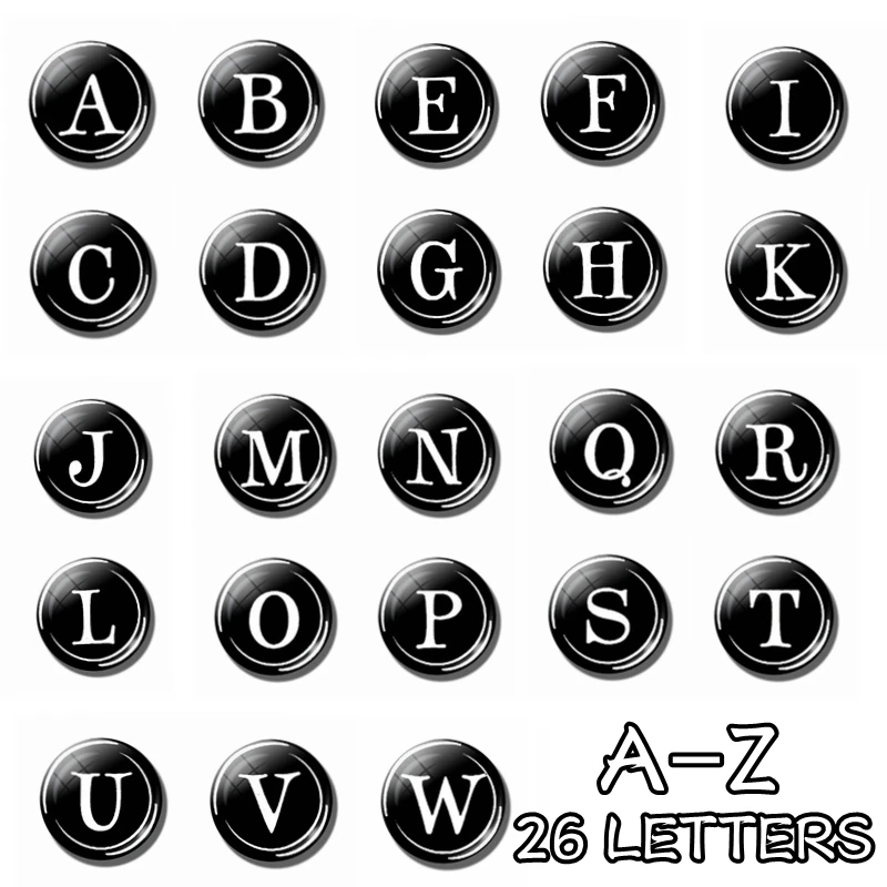 

26 Letters 30 MM Fridge Magnet A-Z Round Glass Cabochon Dome Jewelry Making Magnetic Refrigerator Stickers Letter Birthday Gift