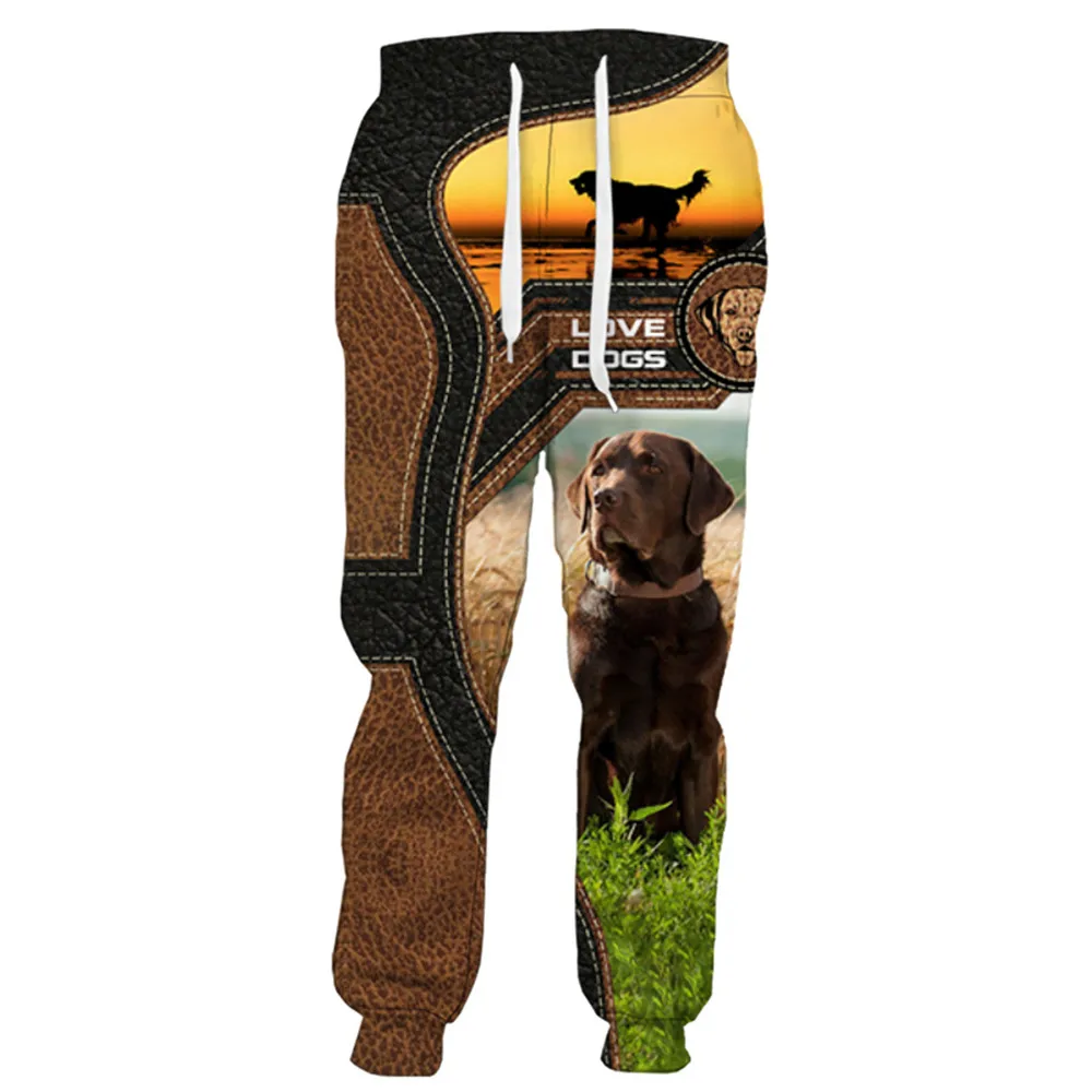 HX Border Collie Print Pants 3D Graphic Como  Animals Splicing Sweatpants Elastic Pockets Sportswear Harajuku Streetwear