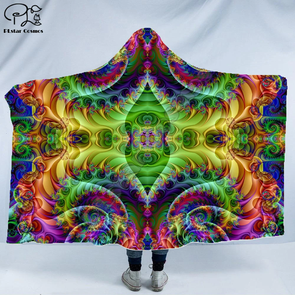 

Cool Psychedelic Graffiti Character Hooded Blanket Adult colorful child Sherpa Fleece Wearable Blanket Microfiber Bedding c-009