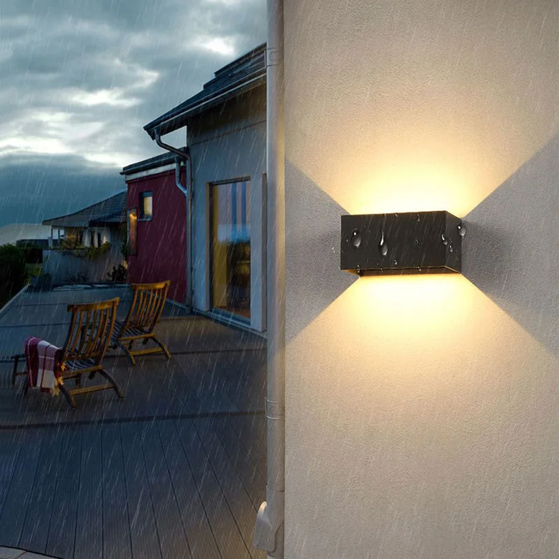 12W LED Up Down Outdoor/Indoor Wall Light Beam Angle Adjustable Yard Porch Lamp Fixture Garden Black/White Finish Surface Mount