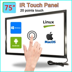 HaiTouchs 75 Inch Multi-Touch 20 Points Infrared Touch Frame, IR Touch Screen Panel, IR Touch Frame Overlay Kits without Glass