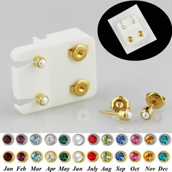 1 Pair Surgical Steel Birthstone Crystal Ear Stud No-Allergy Earring Sterilized Ear Studs Can Using in The Ear Piercing Gun