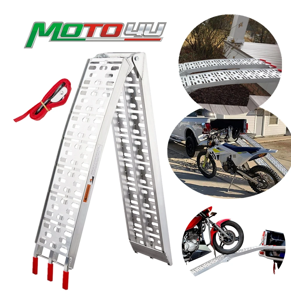 2Piece ATV Loading Ramps, gardhom 750 lbs Pickup Trucks Folding Ramps For Lawn Mower Trailer Motorcycle Aluminium Ramp Tie Down