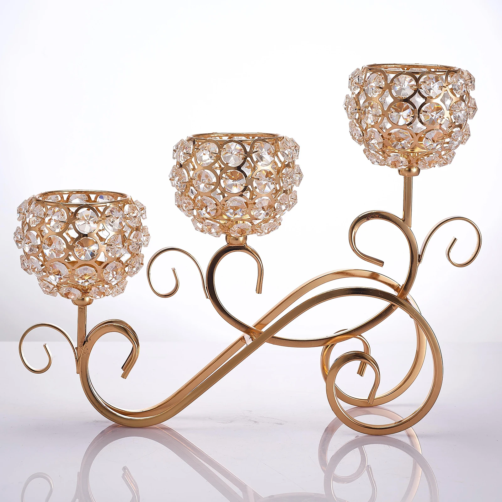 Crystal Candle Holder 3 Arms Candelabra Centerpiece Home Decor Centerpiece