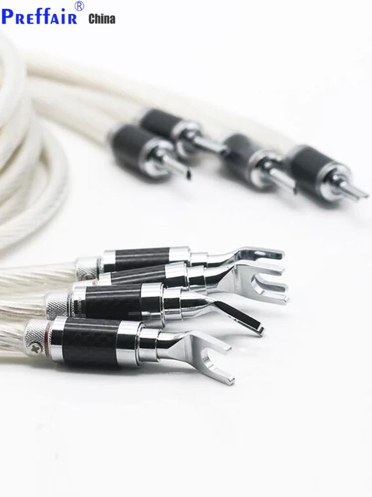 

Hi-End 5N OCC Silver Plated HIFI SPeaker Cable Banana to Spade Plug Speaker Wire for Audiophiles + HiFi Systems