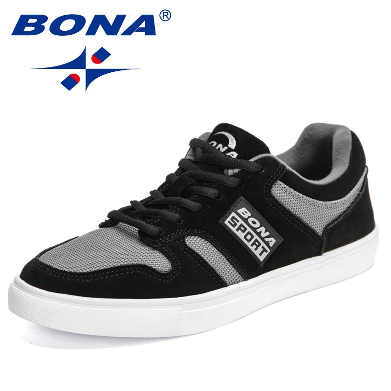 BONA 2022 New Designers Vulcanized Shoes Men British Style Casual Sneakers Man Trendy Sports Shoes Skateboarding Shoe Mansculino