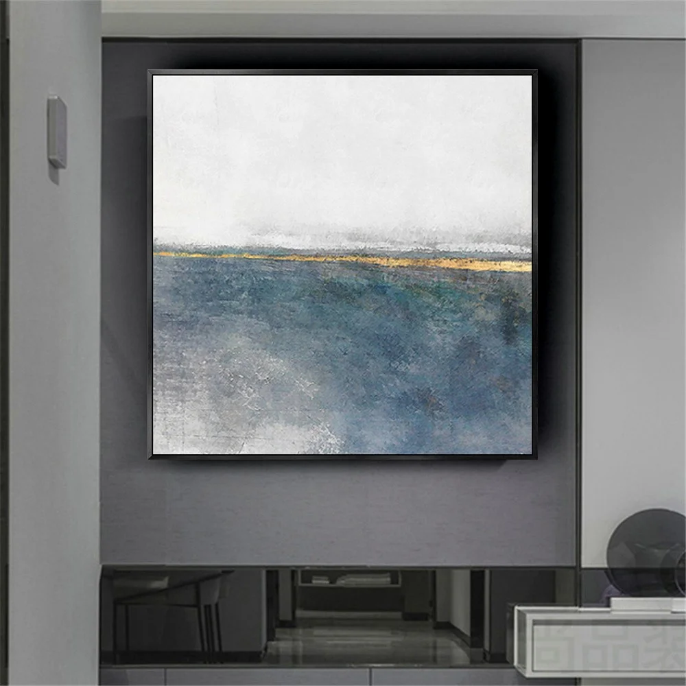 100% Handmade Oil Paintings On Canvas Abstract Blue White Base Wall Art New Pattern Best Picture For Porch Home Decor Artwork