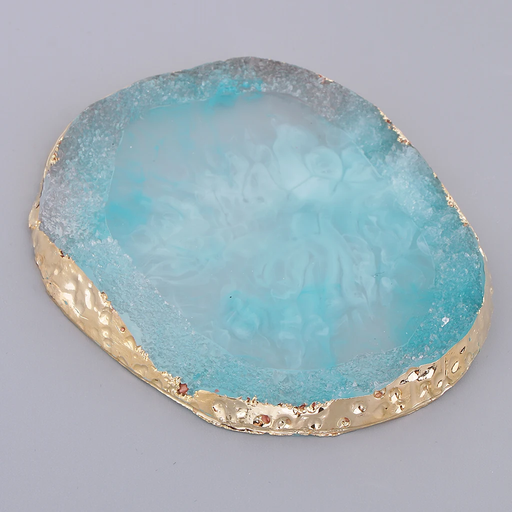 Resin Edge Imitation Agate Round Plate for Nail Art Palette Drink Coasters Cup Mat Pendants Home Decoration Ornaments