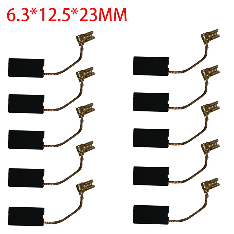 Parte elétrica 6.3*12.5*23mm do reparo da escova do carbono do motor de 10 pces