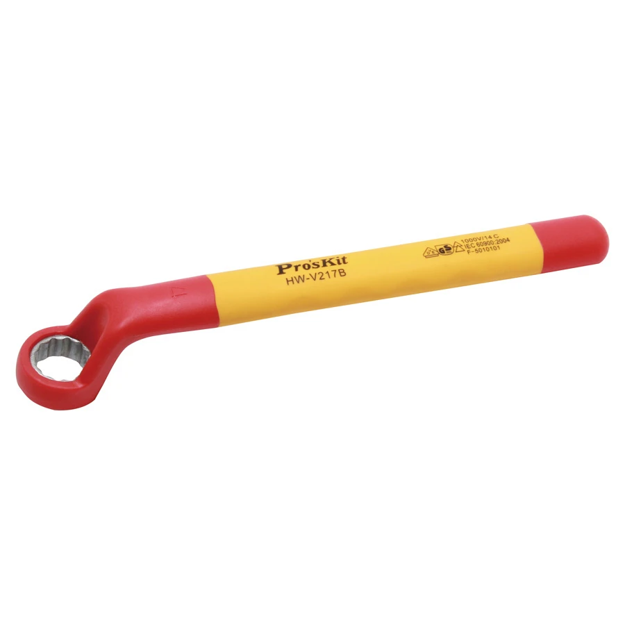 Proskit VDE 1000V insulated single-end socket wrench crank anti-skid chrome vanadium steel, forged, oil hardened (10mm-22mm)