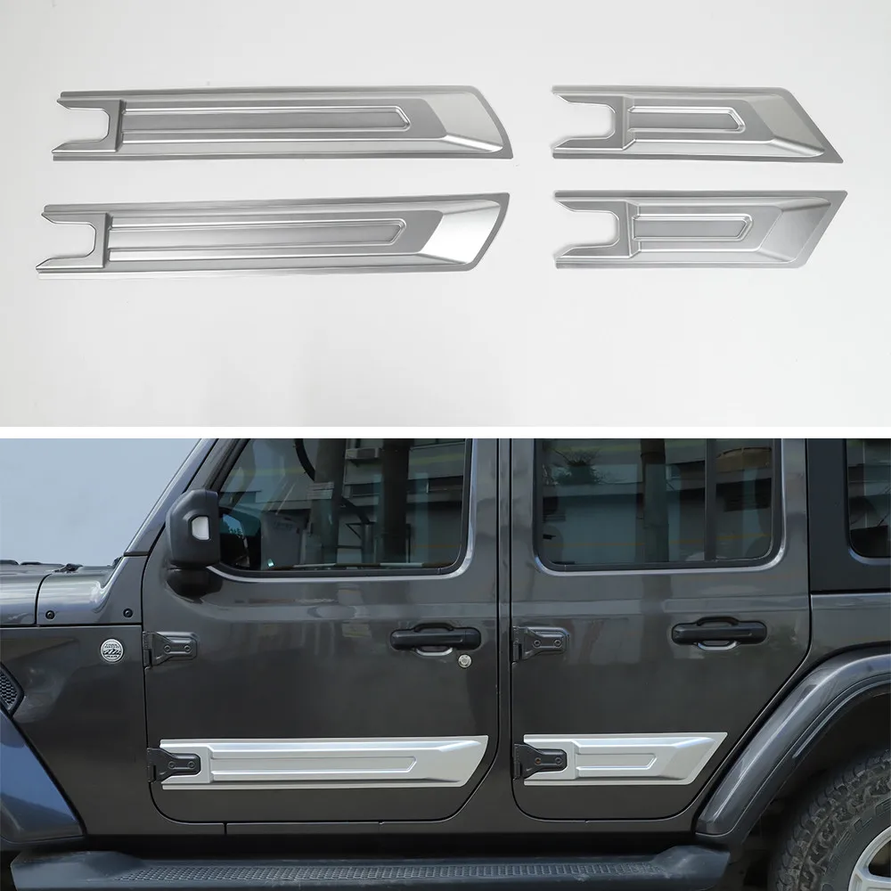 ABS Silver Car Trim For Jeep Wrangler JL JT Gladiator 2018 Up 4 Doors and 2 Doors Body Door Side Anti-scratch Styling Moldings