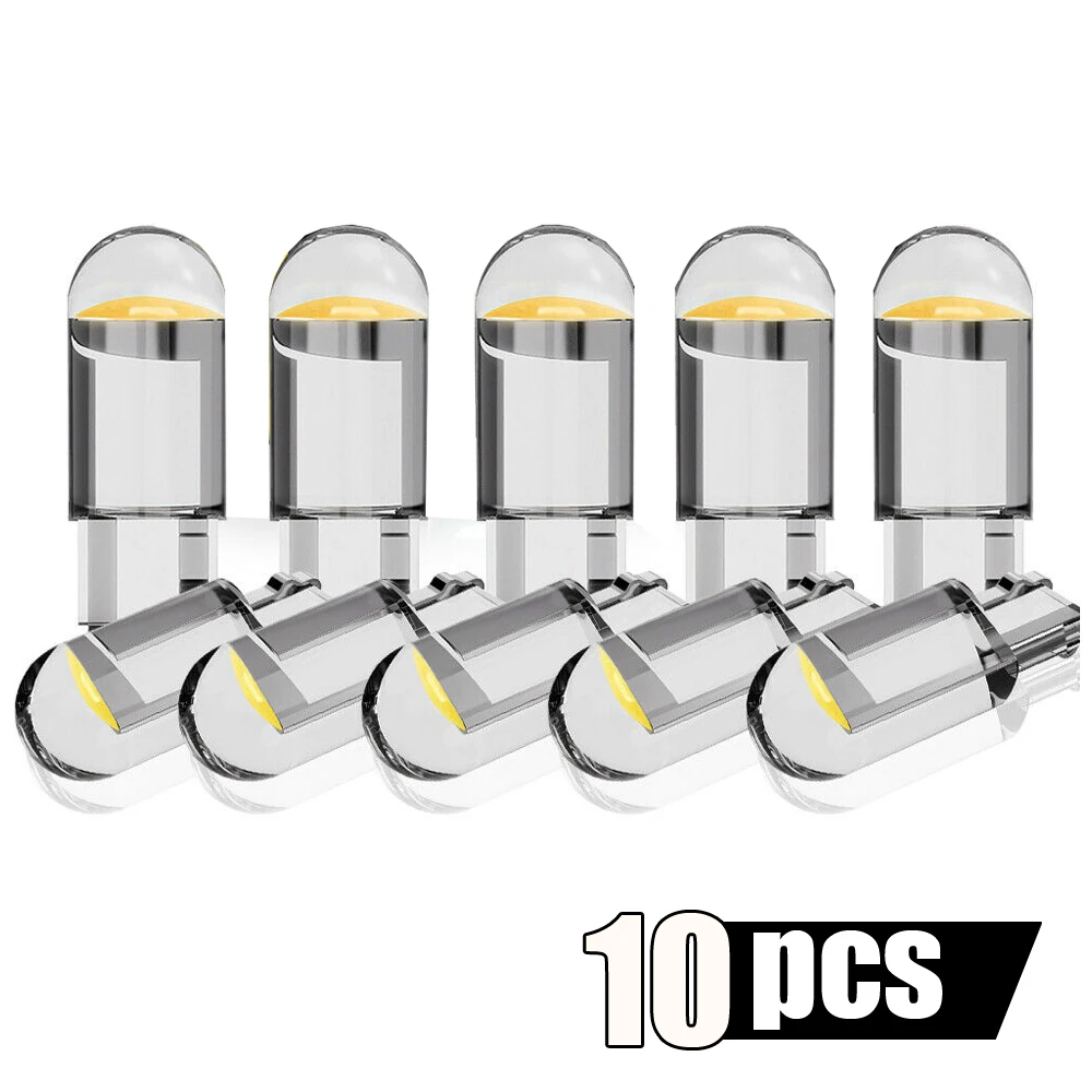 10PCS Car Auto LED T10 194 168 W5W White Car Auto Interior Map License Plate Light Bulbs  Car Accessories Replacement