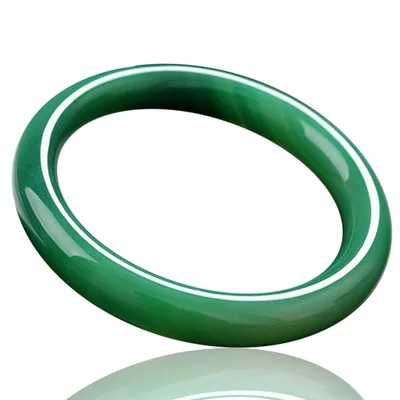 Natural Green Chalcedony Round Bracelet Agate Jade Grass Ice Kind Exquisite Fine Bangle Jewelry Decoration Crafts Accessories