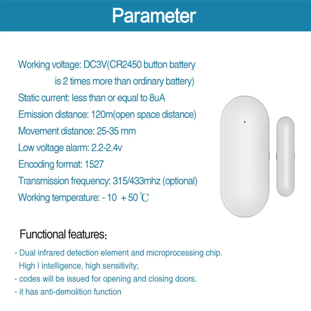 Pgst-sensor para porta e janela, 433MHz, alarme de segurança doméstica sem fio, sensor inteligente para abrir porta