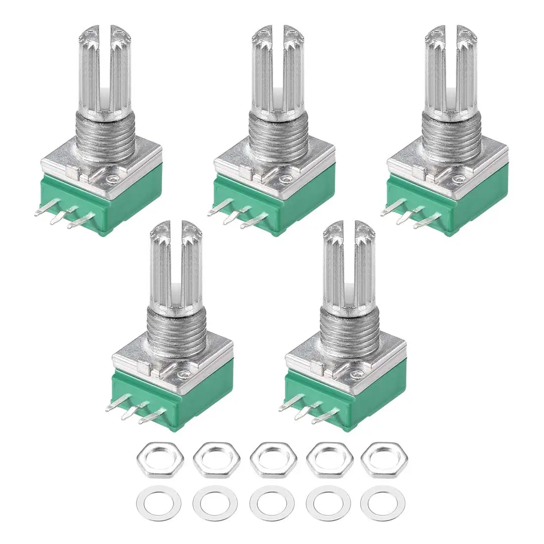 5 pçs/lote RK097NS Potenciômetro B5K B10K B20K B50K B100K B500K Potenciômetro 3Pin Eixo com Interruptor Potenciômetros De Vedação De Áudio