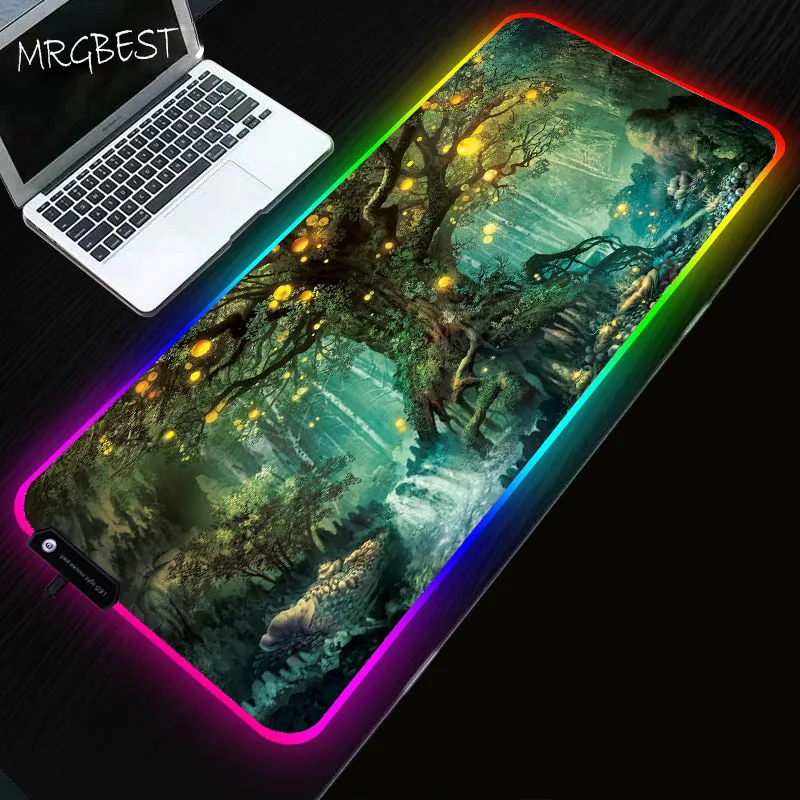 

MRGBEST Desk Mat Fantasy World Large RGB Mouse Pad LED Lighting Game Computer Keyboard Waterproof Rubber Mat XXL for PC Laptop