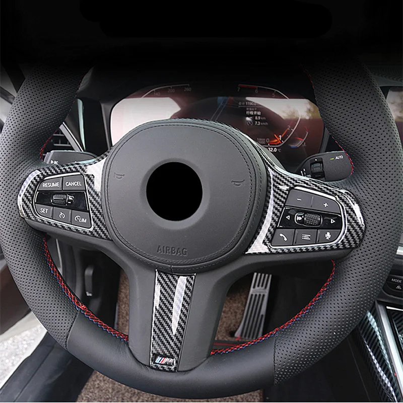 اكسسوارات السيارات نجوم عجلة القيادة غطاء الكسوة ABS المواد ألياف الكربون لسيارات BMW 3Series (G20) 5Series (G30/G31/G38) Z4 (G29)