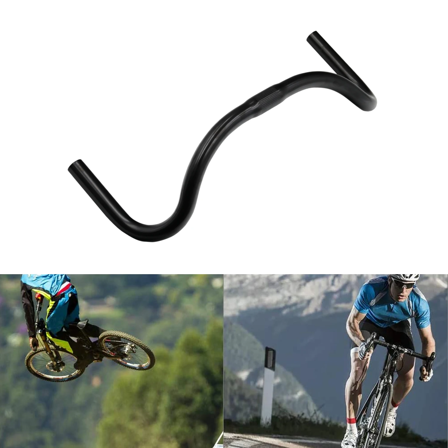 Bike Handlebar Aluminum Alloy Bar Bent Handlebar 25.4mm 440mm for Road Bike Leisure Bicycle