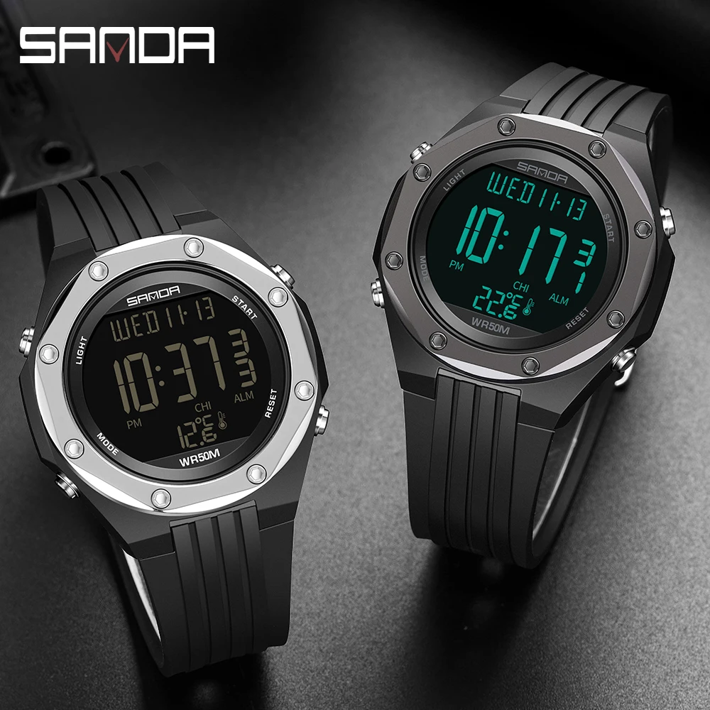 Military Men\'s Watches Body Temperature Monitor 50M Waterproof Sports Watch LED Electronic Wristwatches