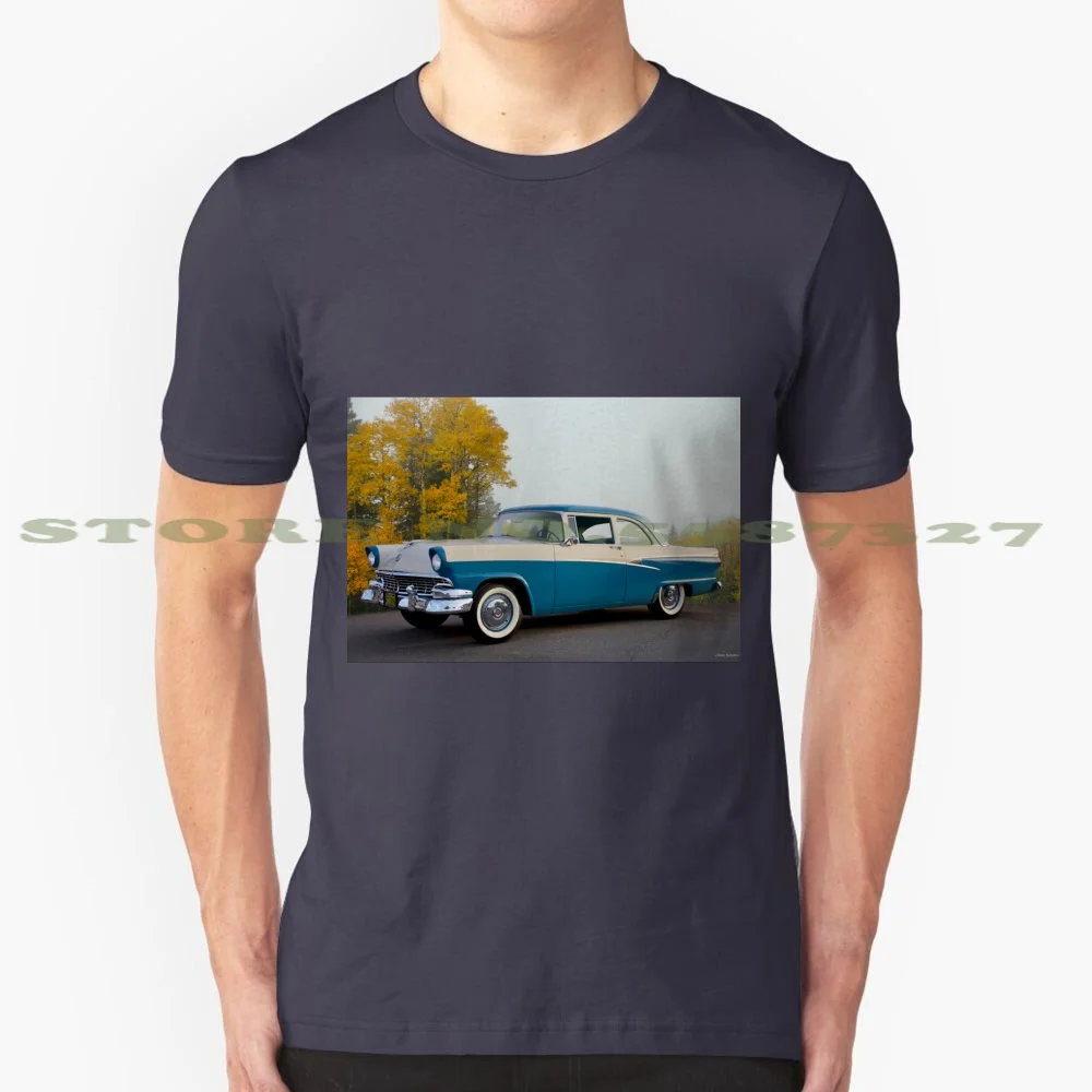 1956 Customline Two-Door Sedan 100% Pure Cotton T-Shirt 1956 Customline Two Door Sedan Hubcaps Whitewalls Tutone Automobile