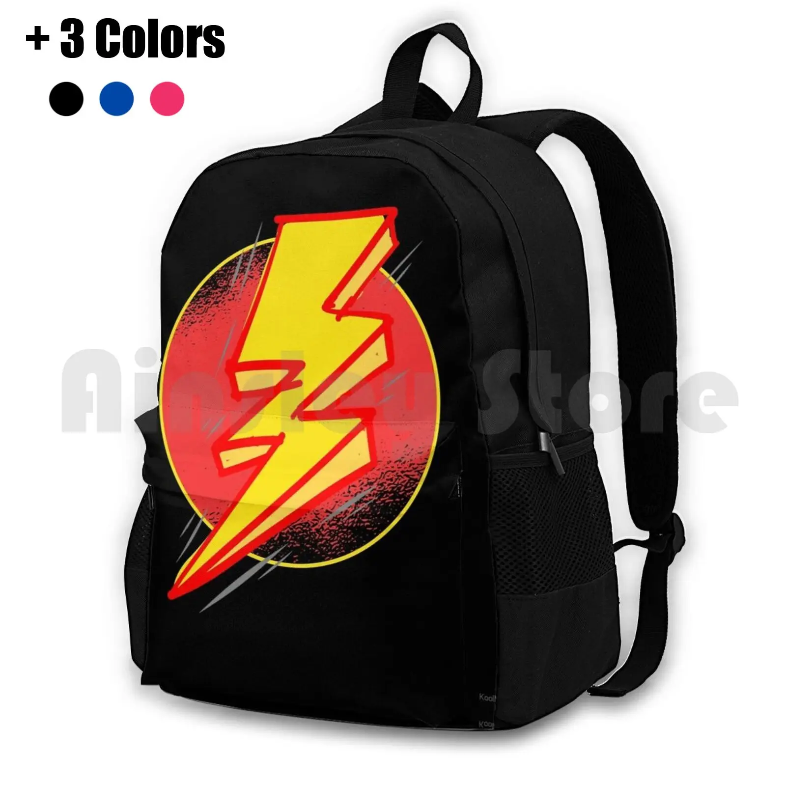 Lightening Bolt-Super Hero Outdoor Hiking Backpack Riding Climbing Sports Bag Comedy Bolt Villian Flash Shazam Movie Superhero