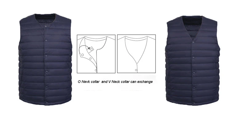 Gilet en duvet blanc pour homme, vêtement Ultra léger, Portable, sans manches, col rond, doublure chaude, hiver, 90%