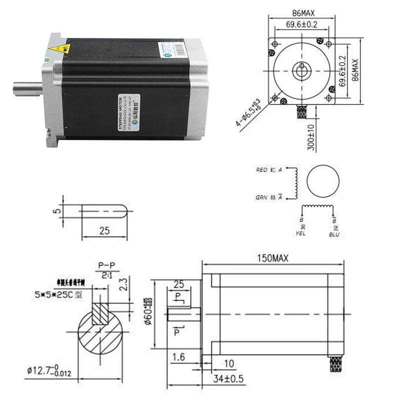 NEMA 34 CNC Stepping Motor 450C 2 Phase 12Nm 6.0A Drive Motor 4 Core Cable , CNC Router Engraving And Milling Machine 3D Printer
