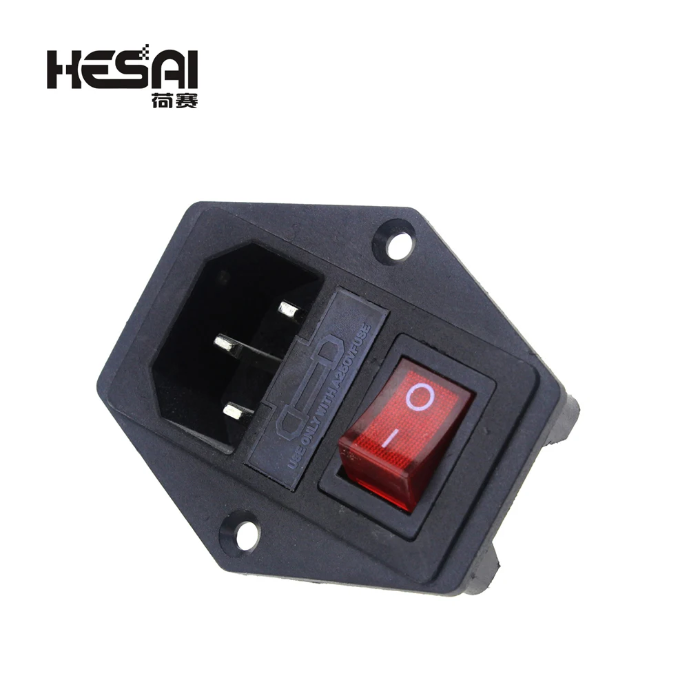 10A/15A 250V AC Power Socket With Rocker Switch 3 In 1 With/Without Fuse t Red Black 3D Printer Parts