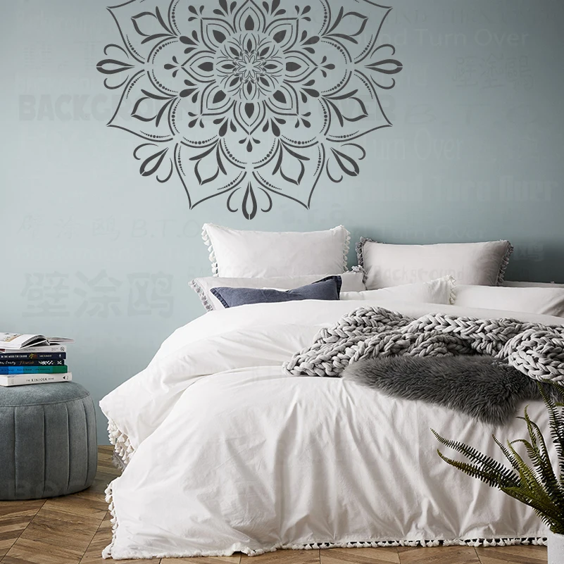 70Cm-110Cm Stencil Mandala Extra Grote Voor Schilderen Grote Muur Bloem Ronde Floor Template Decors Muren Templates verf S018