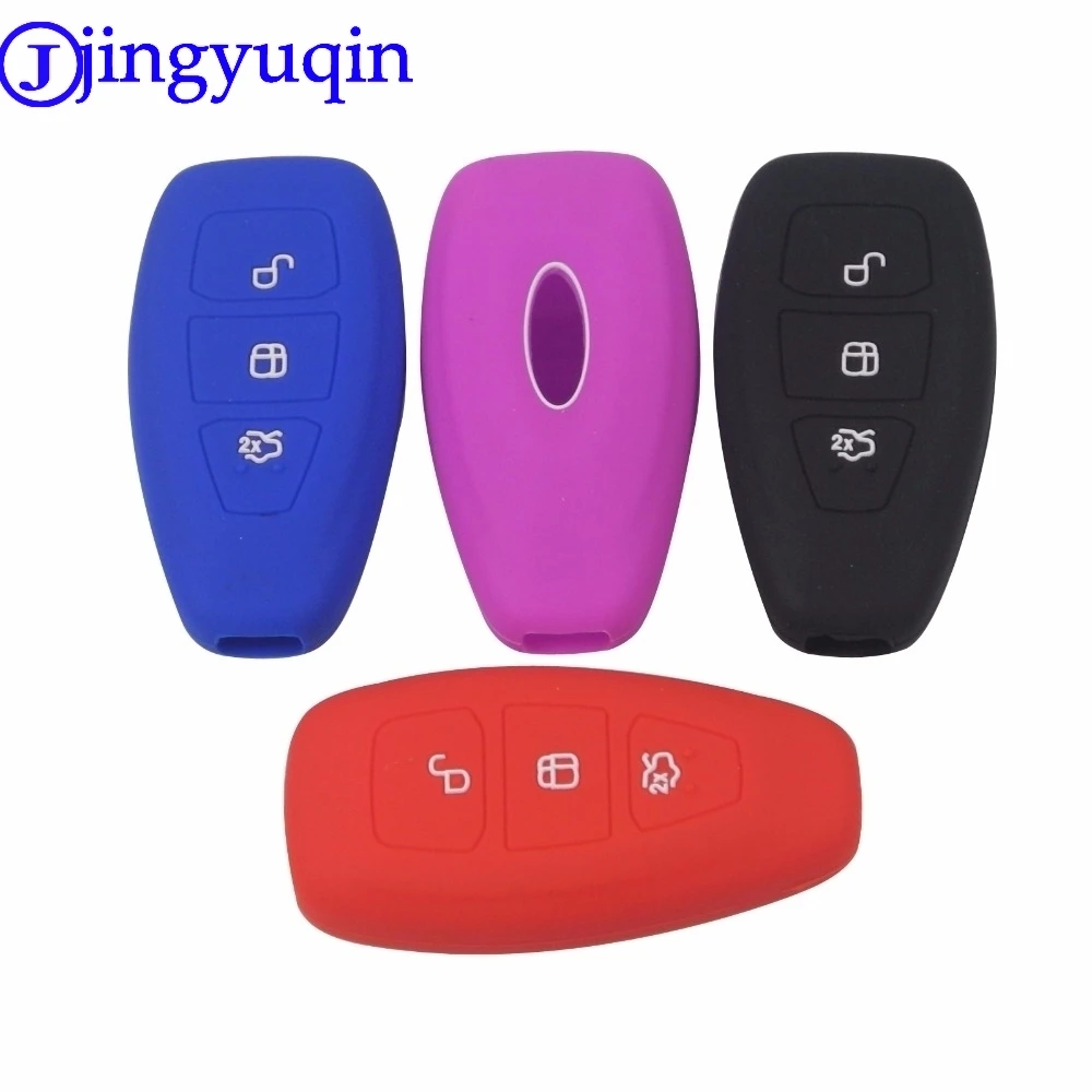 Jingyuqin 3 Tasten Auto Silikon Remote Key Cover Fall Anhänger für Ford Fiesta Fokus Mondeo C-Max B-Max Kuga Silikon Smart Key
