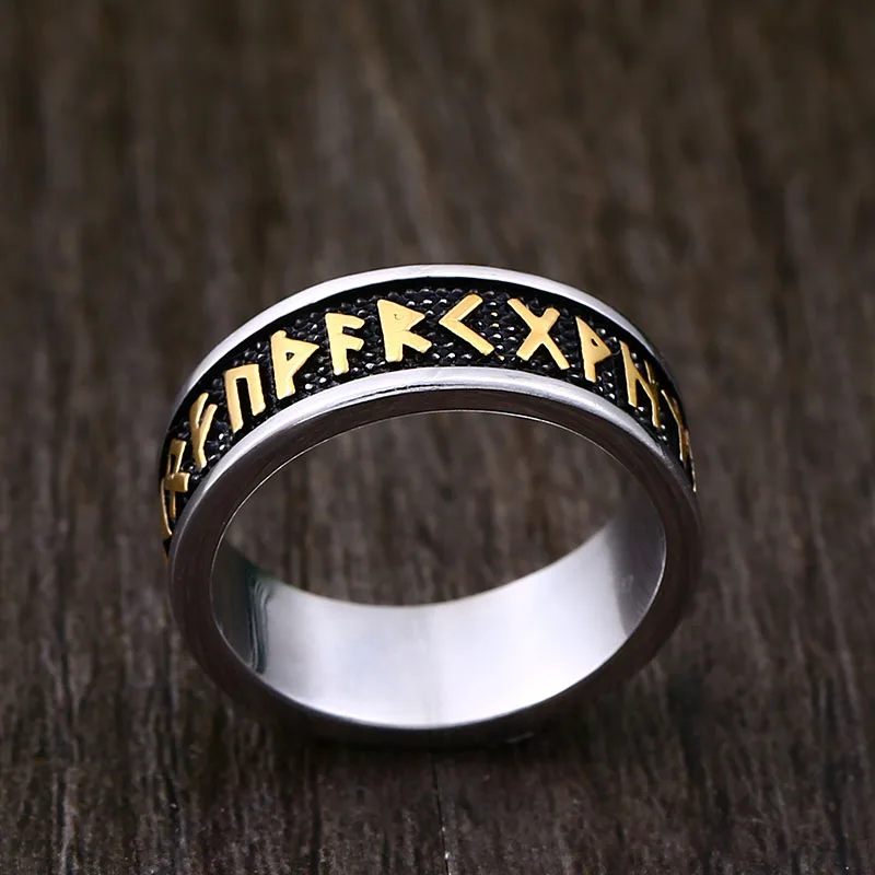 steel soldier  viking rune cool stainless steel ring smooth fashion popular north europe gift amulet jewelry