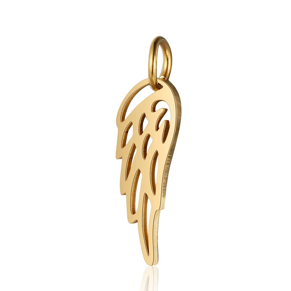 10 Stück Flügel-Anhänger aus Edelstahl in Silber/Gold/Roségold, 3 Farben, für DIY-Schmuckherstellung, Halsketten, Armbänder, Großhandel – Detail 3