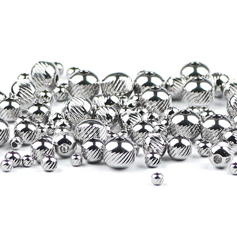 3/4/6/8 مللي متر المقاوم للصدأ فاصل من الفولاذ كرة مستديرة الخرز المعادن سحر فضفاض الخرز للمجوهرات سوار صنع Findings بها بنفسك اكسسوارات النتائج