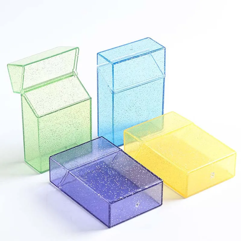 1pc Plastic Clear Thick Cigarette Case Shining Cigarettes Box Portable Cigarette Holder Container for Smoker