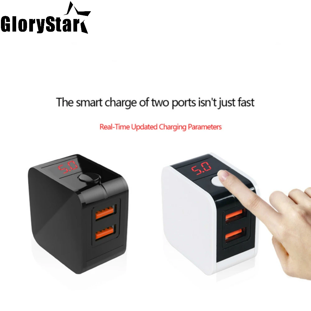 Smart 5V2.4A US EU Plug Folding Mobile Phone Charger Dual USB Digital Fast Travel Charger Quick Charging Head for Iphone/Samsung