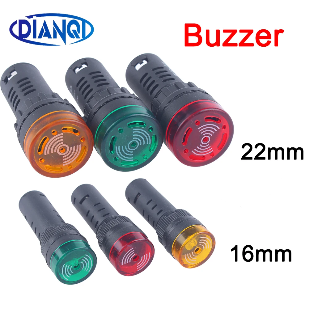 3x Panel Mount AD16-16SM 22SM 12V 24V 220V 22mm Flash Signal Light LED Active Buzzer Beep Alarm Indicator lamp Red Green Yellow