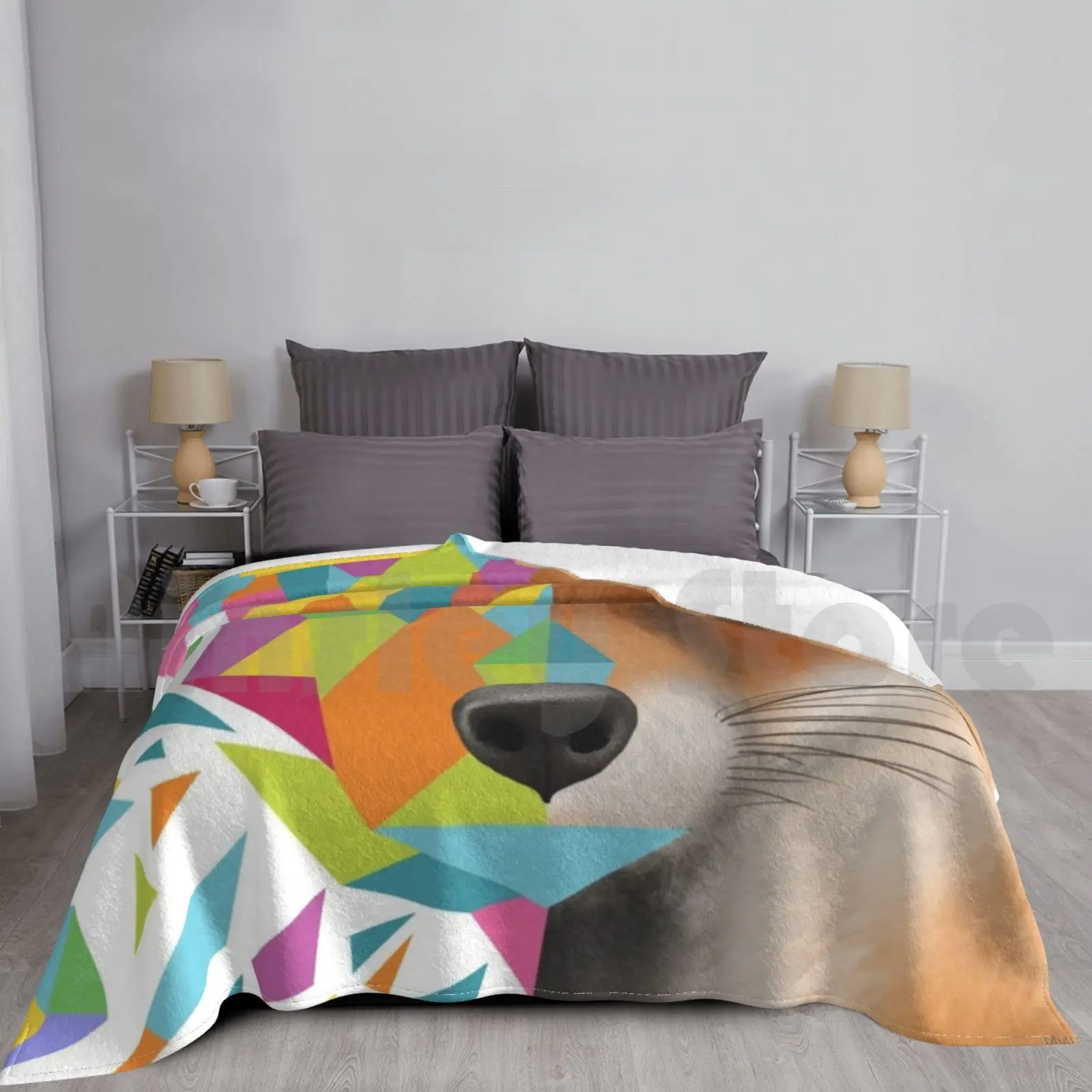 Rainbow Shattered Fox Blanket Fashion Custom Shattered Fox May Dragon Lord 19 Rainbow Maythedragonlord