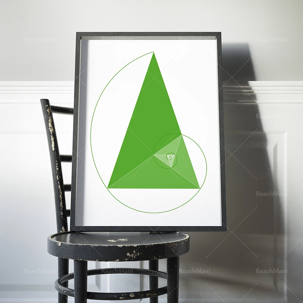 Fibonacci Triangle Print, Golden Ratio Poster, Golden Ratio Spiral Wall Art, Fibonacci Spiral Poster, Mathematics Poster, Colleg