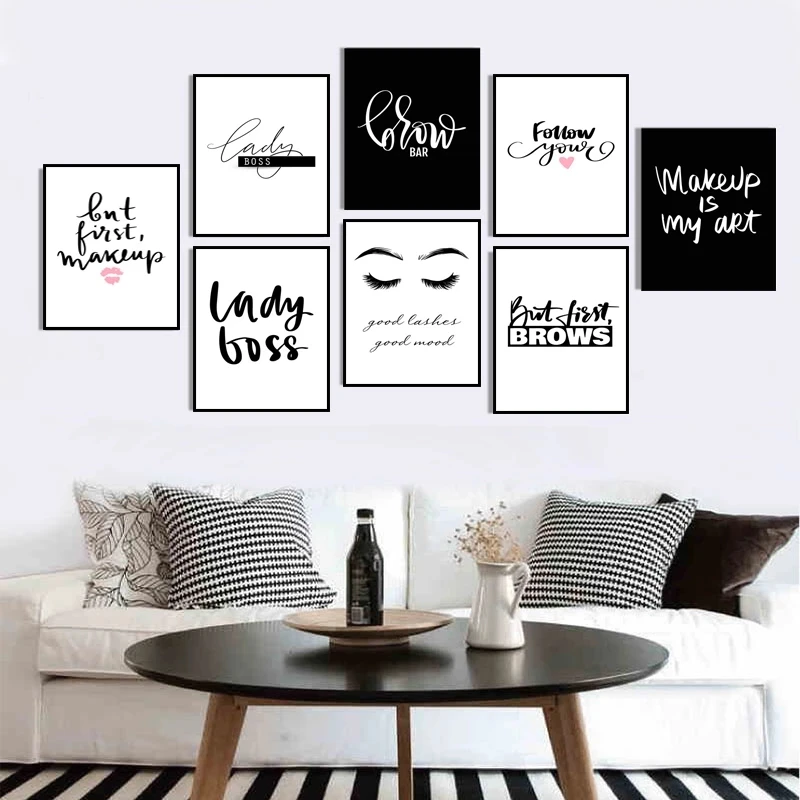 Beauty Salon Wall Decor Good Lashes Wall Art Canvas Painting Poster Makeup Quote Print Lady Boss for Home Living Room Decor