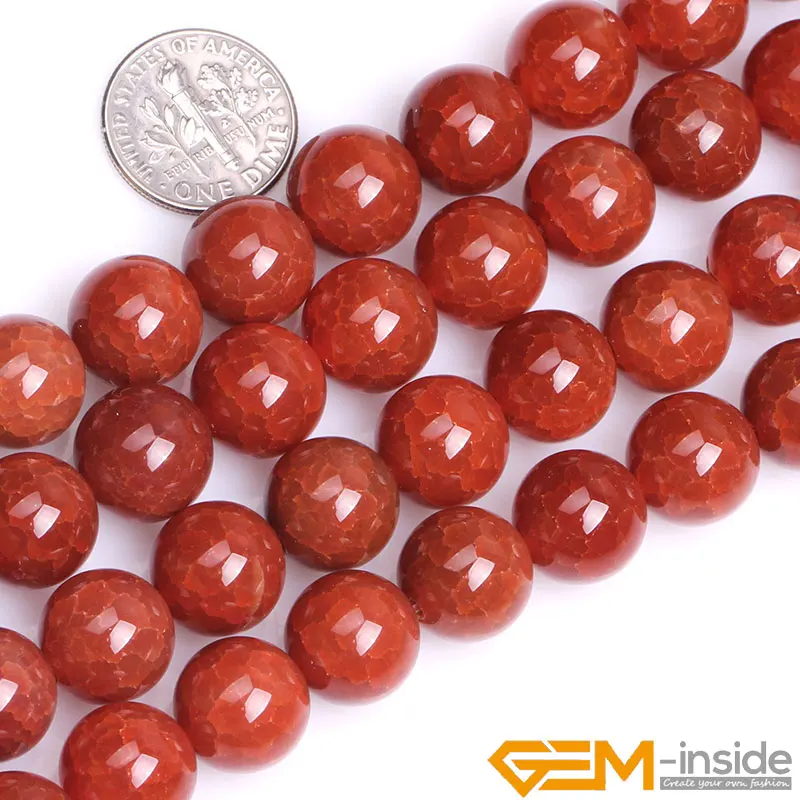 

Red Crackle Round Beads For Jewelry Making Strand 15 inch DIY Accessorries Bead For Bracelet Necklace For Women Gifts 12 14 16mm